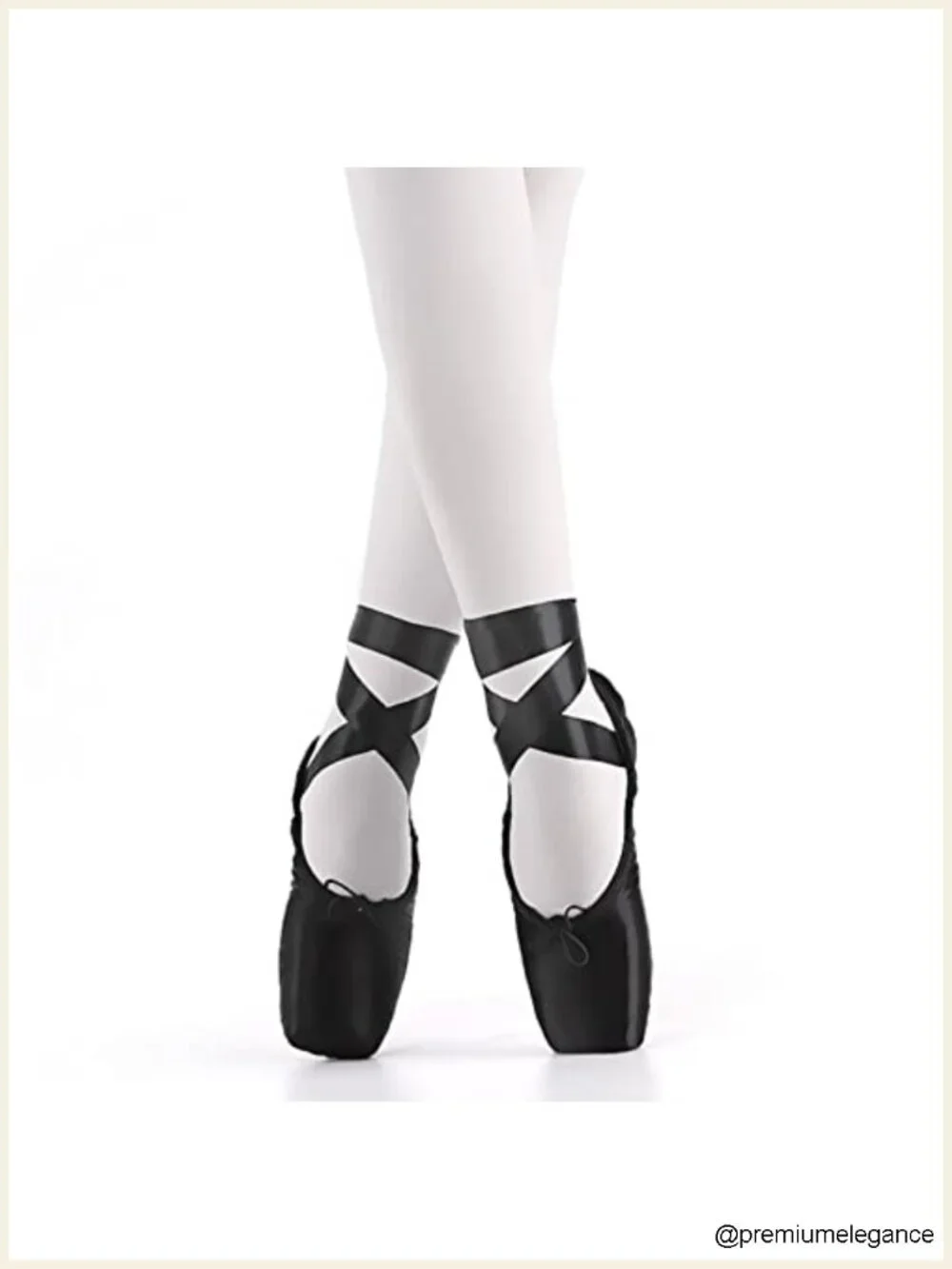 Professional Ballet Pointe Shoes Satin Leather Sole with Toe Pad & Ribbon